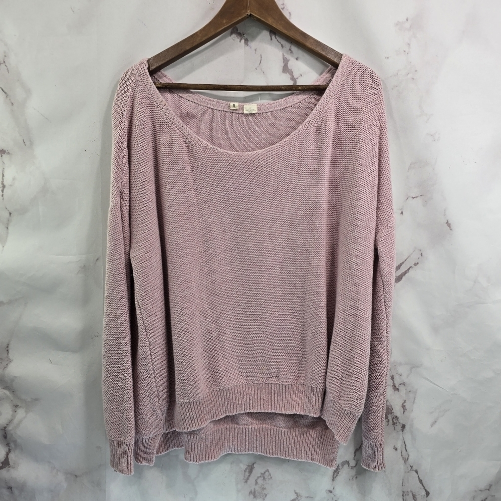 Anthropologie Sweater Women Small Light Pink Moth Cotton Scoop Neck